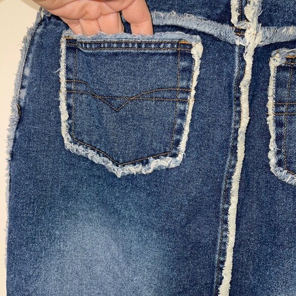 Zana Di Vintage Women  Skirt Size 11 Blue Denim Y2K Mini Pure Cotton Pockets - Picture 5 of 10